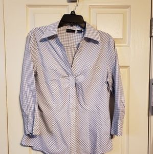 Button down box print shirt.